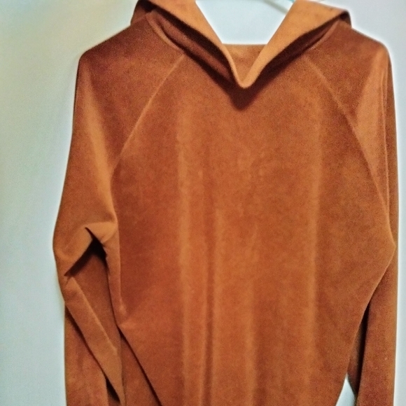 RARE Vintage 70s Lee Jeans Brown Velour 3/4 zip Sweatshirt size L - Picture 3 of 3
